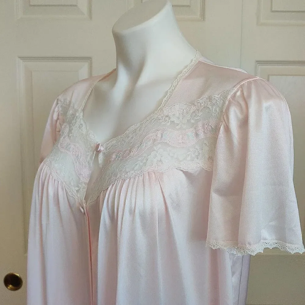 Vintage Vanity Fair short sleeve button front nightgown housecoat M
